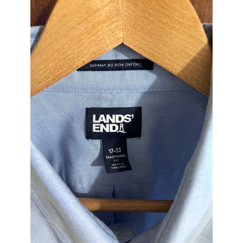 Land's End Men's sz 17-33 Supima No Iron Oxford Button Up Shirt - Picture 2 of 4